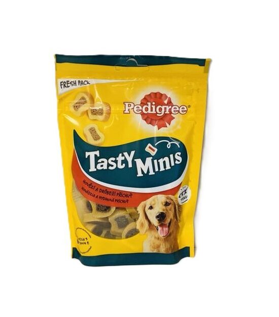 Pedigree Tasty Minis papildbarība pieaugušiem suņiem ar liellopu un mājputnu garšu
